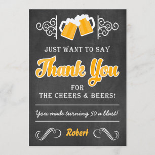Cheers and Beers 50th Birthday Thank You Card