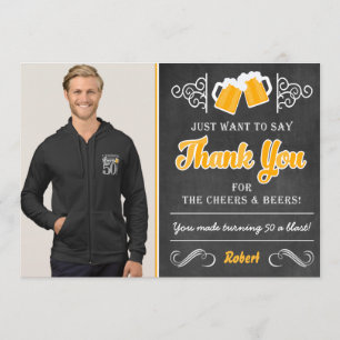 Cheers and Beers 50th Birthday Thank You Card