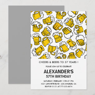 Cheers and Beers 57th birthday invitations Men  