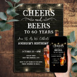 Cheers and Beers 60th Birthday Bar Lights Invitation<br><div class="desc">Cheers and Beers Birthday Invitations. Easy to personalise. All text is adjustable and easy to change for your own party needs. String lights rustic background elements. Fun Chalkboard swirls and flourishes. Watercolor beer mug. Invitations for him. Bar or backyard BBQ birthday design. Any age,  just change the text.</div>