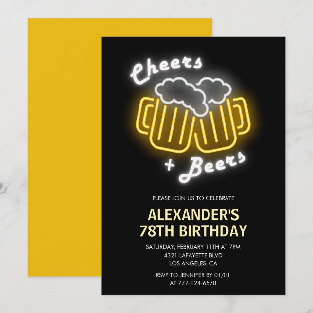 Cheers and Beers 78th birthday Invitation (Front/Back)