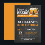 Cheers and Beers 80th Birthday Invitation Card<br><div class="desc">Cheers and Beers 80th Birthday Invitation Card. Adult Birthday. Orange. 16th 18th 21st 30th 40th 50th 60th 70th 80th 90th 100th. Any Age. For further customisation,  please click the "Customise it" button and use our design tool to modify this template.</div>
