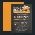 Cheers and Beers 80th Birthday Invitation Card<br><div class="desc">Cheers and Beers 80th Birthday Invitation Card. Adult Birthday. Orange. 16th 18th 21st 30th 40th 50th 60th 70th 80th 90th 100th. Any Age. For further customisation,  please click the "Customise it" button and use our design tool to modify this template.</div>