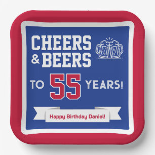 Cheers and Beers Adult Football Birthday Party Paper Plate