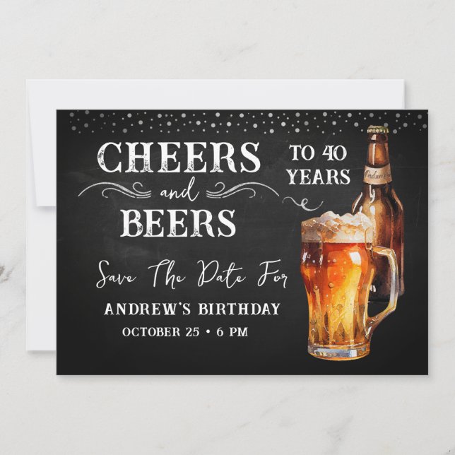 Cheers and Beers any Year Save the Date  Invitation (Front)