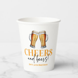 Cheers and Beers Beer Glass Birthday Party Paper Cups