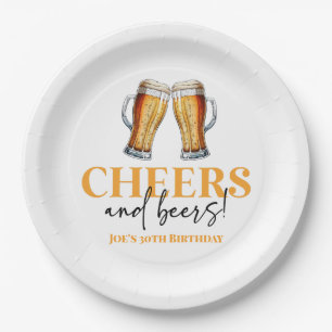 Cheers and Beers Beer Glass Birthday Party Paper Plate