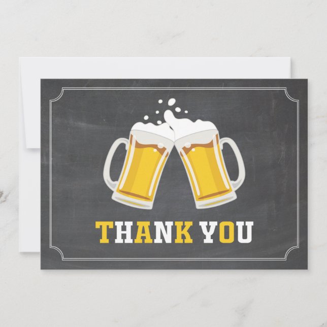 Cheers and Beers Beer Mug Chalkboard Thank You Card (Front)