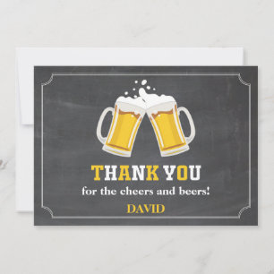 Cheers and Beers Beer Mug Chalkboard Thank You Card