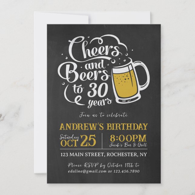 Cheers and Beers Birthday Invitation (Front)