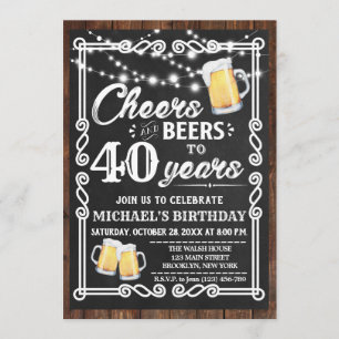 Cheers and Beers Birthday Invitation   Any Age