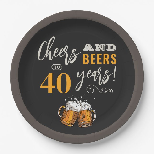 Cheers and Beers Birthday Paper Plates (Front)