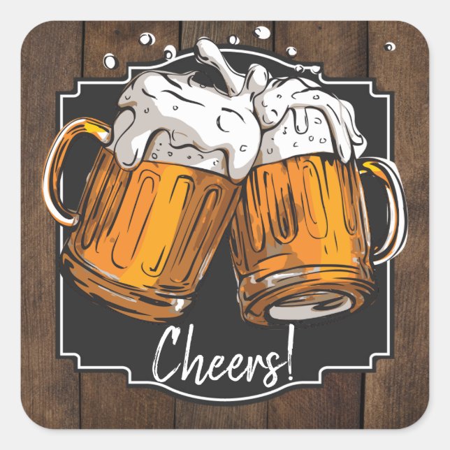 Cheers and Beers Birthday Party Stickers (Front)