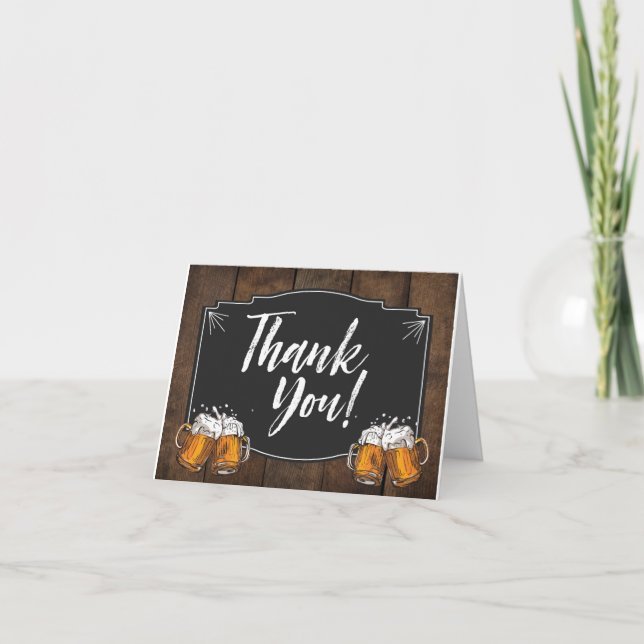 Cheers and Beers Birthday Party Thank You Card (Front)