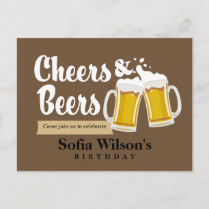 cheers and beers birthday Postcard invitation