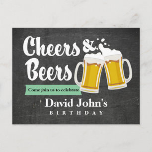 cheers and Beers birthday Postcard invitation