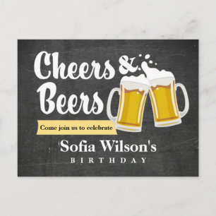 cheers and Beers birthday Postcard invitation