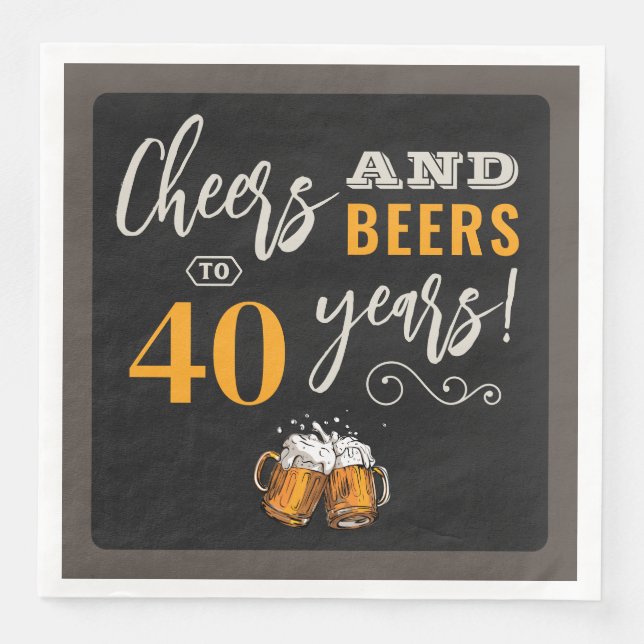 Cheers and Beers Birthday Theme Paper Napkin (Front)