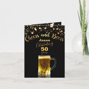 "Cheers and Beers" Elegant 50th Birthday Party Invitation