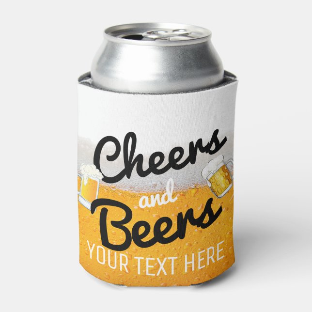 Cheers and Beers|Foamy Icy Cold Beer Can Cooler (Can Front)