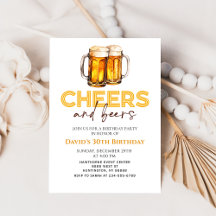 Cheers and Beers Glass Birthday Party Invitation
