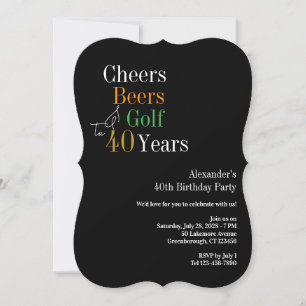 Cheers and Beers Golf 40th Birthday Party Invitation