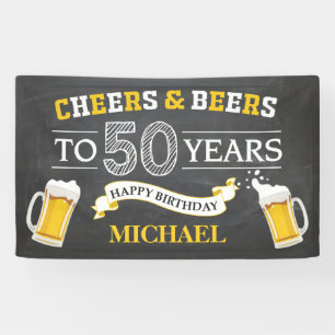 Cheers and Beers Happy 50th Birthday Banner