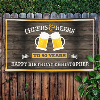 Cheers and Beers Happy Birthday Banner