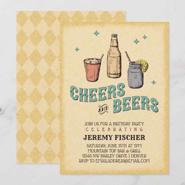 Cheers and Beers Invitation (Front/Back)