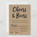 Cheers and Beers Men's Adult Birthday Party Invitation<br><div class="desc">Cheers and Beers Men's Adult Birthday Party Invitation - Hand-drawn beer toast artwork on a wonderfully rustic kraft background.</div>