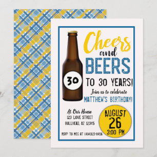 Cheers and Beers mens birthday invitations