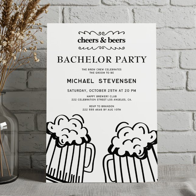 Cheers and beers modern bachelor party invitation (Creator Uploaded)