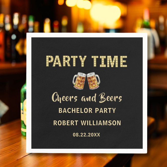 Cheers and Beers Personalised Bachelor Party Napkin (Creator Uploaded)