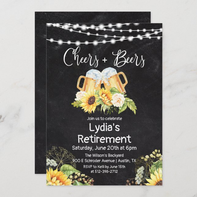 Cheers and Beers Retirement Invitation (Front/Back)