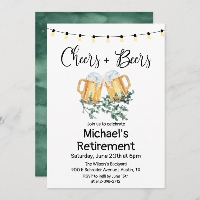 Cheers and Beers Retirement Invitation (Front/Back)