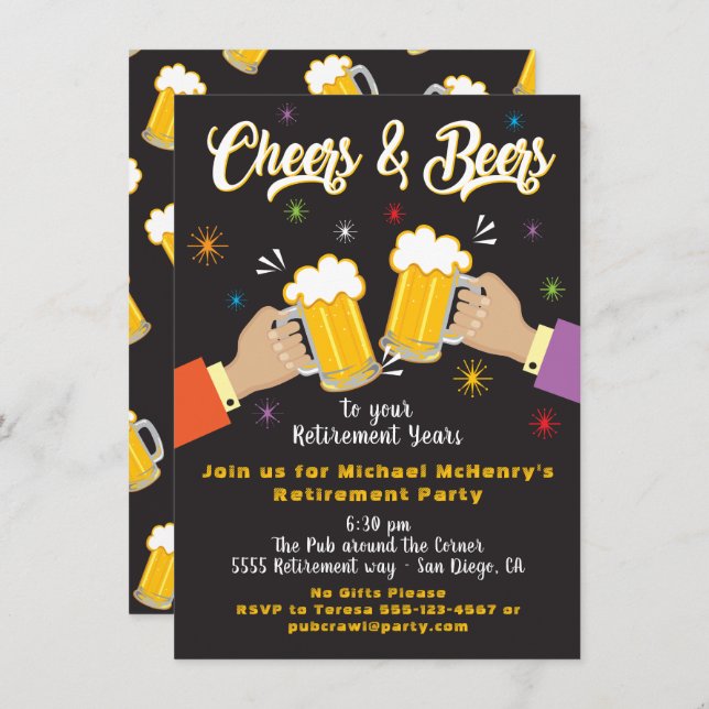 Cheers and Beers Retirement Party Invitation (Front/Back)