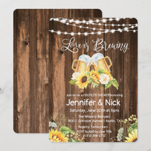 Cheers and Beers Rustic Couples Shower Invitation
