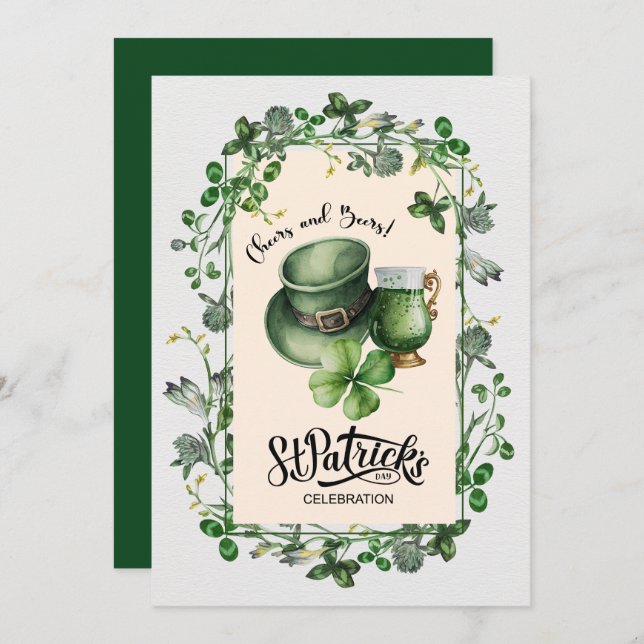Cheers and Beers. St. Patrick's Celebration Invita Invitation (Front/Back)