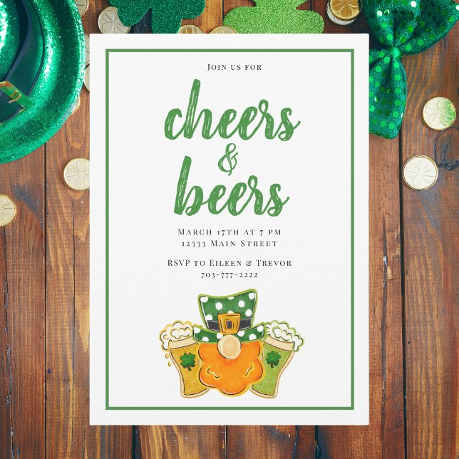 Cheers and Beers St Patrick's Day Party Leprechaun Invitation (Creator Uploaded)