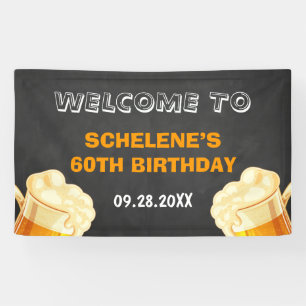 Cheers and Beers Surprise 60th Birthday Backdrop Banner