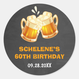 Cheers and Beers Surprise 60th Birthday Chalkboard Classic Round Sticker