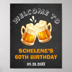 Cheers and Beers Surprise 60th Birthday Welcome Poster