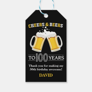 Cheers and Beers to 100 Years Gift Tags