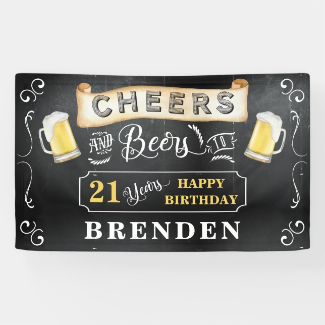 Cheers and Beers to 21 Years Birthday Party  Banne Banner (Horizontal)