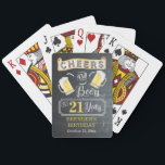 Cheers and Beers to 21 Years Birthday Party  Playi Playing Cards<br><div class="desc">Celebrate your 21st Birthday in style with this rustic "Cheers and Beers" chalkboard vintage barroom look design.  Composite design by Holiday Hearts Designs (rights reserved).</div>