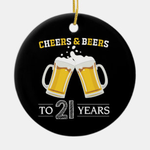 Cheers and Beers to 21 Years Ceramic Tree Decoration