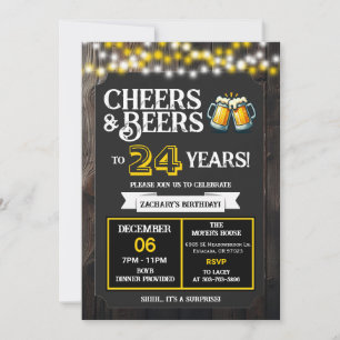 Cheers and Beers to 24 Years Surprise Backyard Invitation
