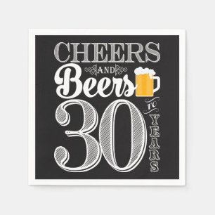 Cheers and Beers to 30 Years Cocktail Napkins