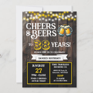 Cheers and Beers to 38 Years Brewery Birthday Invitation