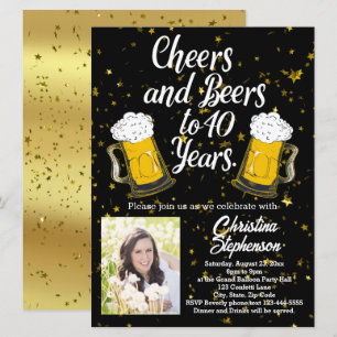 Cheers and Beers to 40 Years 40th Birthday Photo Invitation